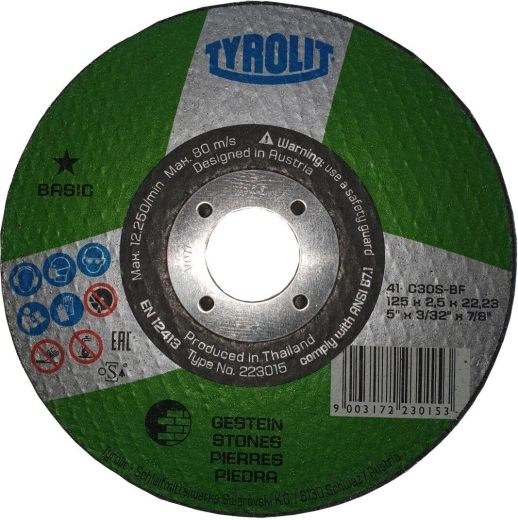 Snijschijf voor steen en gietijzer 125 × 2,5 × 22,2 mm