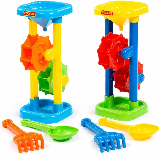 Kinderzand- en watermolen met schepje en harkje