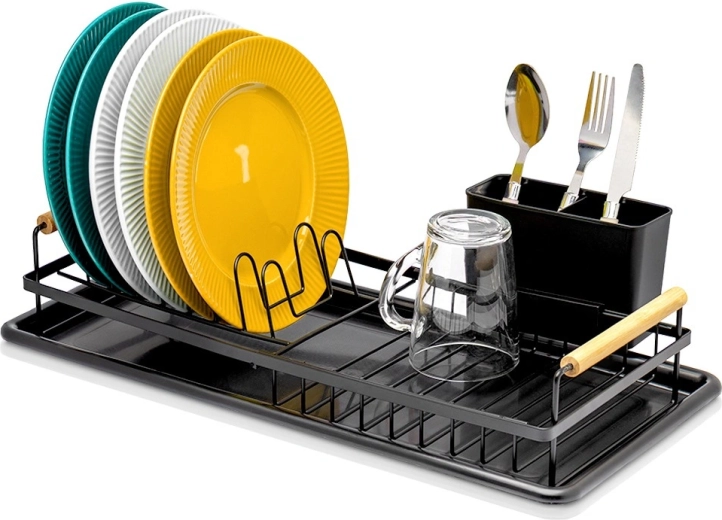 Vilde metalen afdruiprek voor servies zwart 50 × 25 × 9,5 cm - 1 stuk