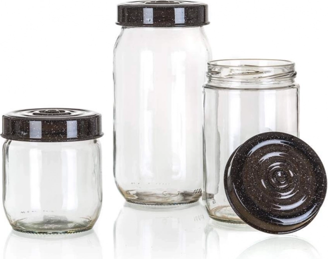 Glazen potten LINZI 3 stuks, graniet