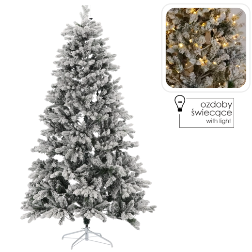 Kunstkerstboom 210 cm met sneeuwlook en LED-verlichting
