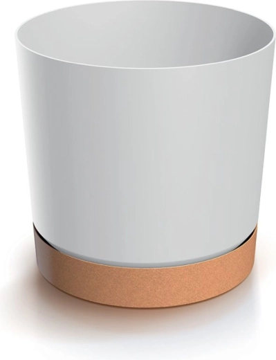 Bloempot Tubo PM met schotel 10,8 cm – wit/naturo eco