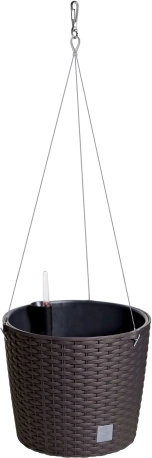 Hangende zelfwatergevende bloempot rattanlook 25,6 cm umbra