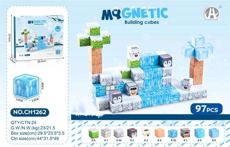 Set magnetische 3D-blokken voor kinderen 97 stuks