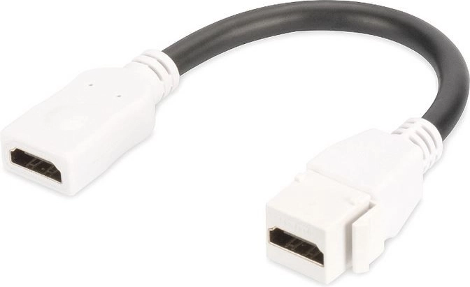 keystone hdmi 2.0-module met kabel 12 cm, doorvoer stopcontact, wit