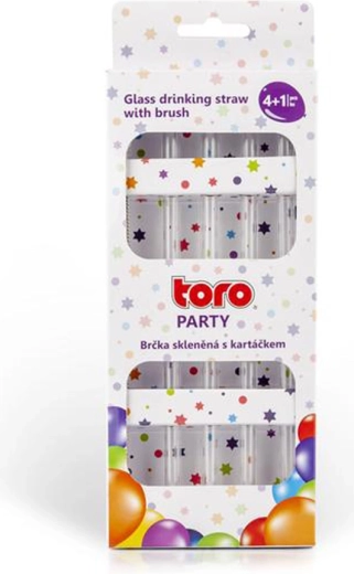 Glazen rietjes met borsteltje Toro 4+1