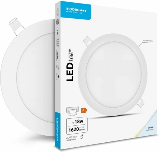 Ronde LED‑inbouwpaneel 18 W koud wit MODEE LIGHTING