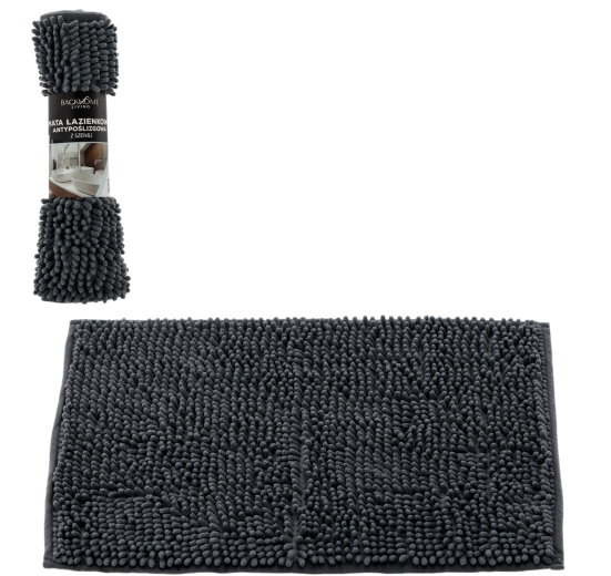 Badkamer antislipmat van chenille 40 × 60 cm grijs