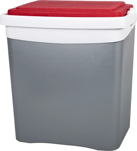 Toeristische koelbox 25 l KAMAI TROPIC, grijs met rood deksel en wit handvat