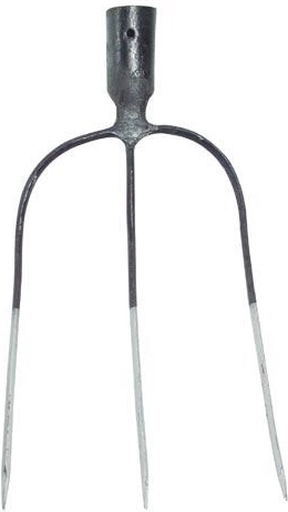 Gesmede vork met 3 tanden zonder steel