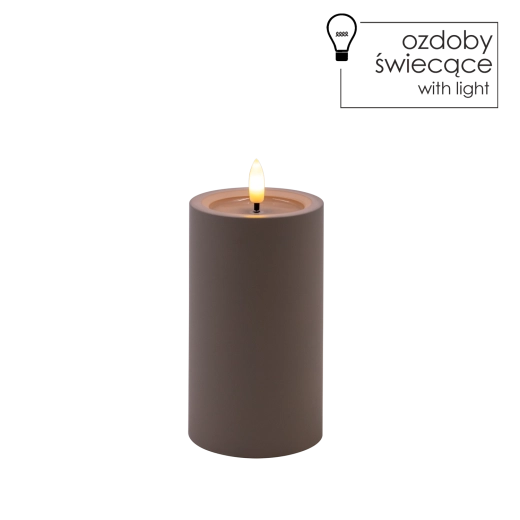 LED-kaars grijs 7 × 12,5 cm met flikkerende vlam