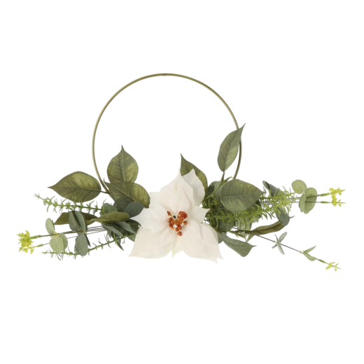 Kerstkrans met kunstmatige kerstster 45 cm – wit