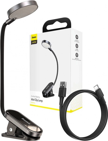 Baseus Comfort Reading mini lamp met clip donkergrijs