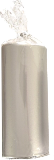 Zilverkleurige metallic stompkaars 18 cm
