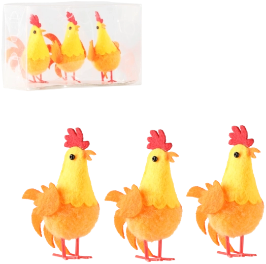 Set van oranje paaskuikentjes – interieurdecoratie (3 stuks)