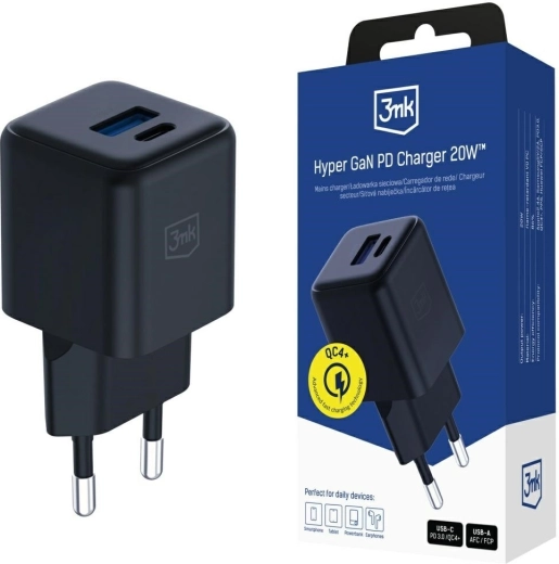 3mk Hyper GaN 20 W netlader zwart