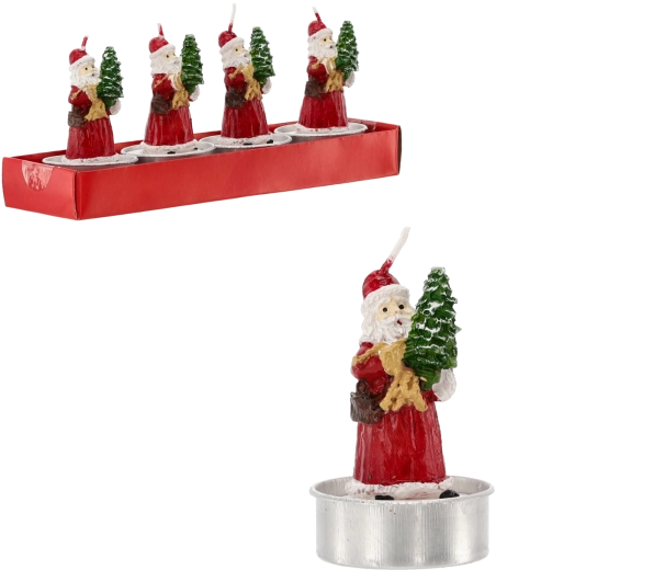 Decoratieve kerstkaarsen Sint-Maarten met boompje – set van 4 stuks