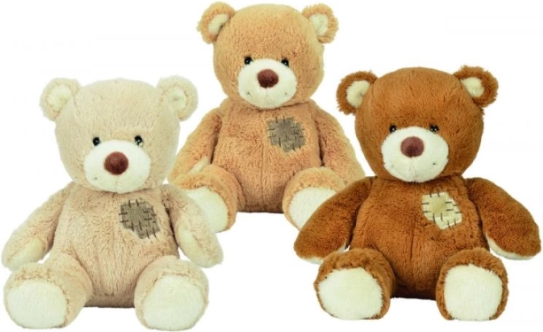 Pluchen teddybeer met patch 25 cm