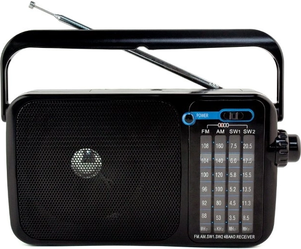 Draagbare AM/FM-radio met net- en batterijvoeding en AUX