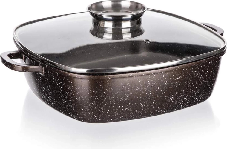 Braadpan met deksel 28 × 28 × 7,5 cm Premium Dark Brown met antiaanbaklaag