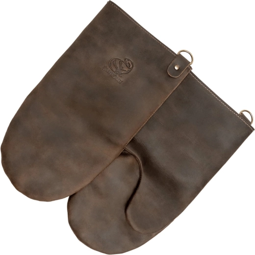 Leren hittebestendige BBQ-handschoenen Beavercraft, bruin