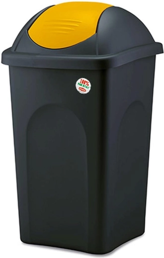 Klepafvalbak MULTIPAT 60 l, zwart-geel, kunststof