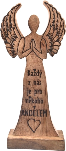 Decoratie Engel van mangohout ‘Ieder van ons’ 32 cm