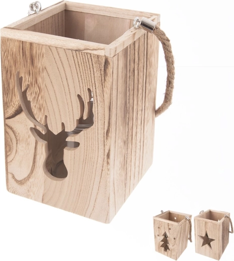 Grote kerstkandelaar van paulowniahout in beige (3 varianten)