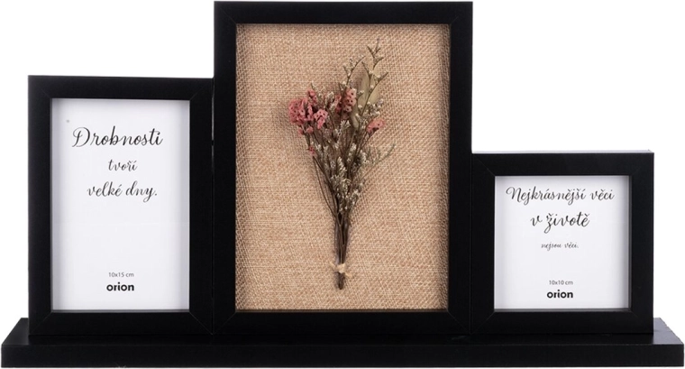 Houten fotolijst voor drie foto’s zwart 44 × 7 × 24 cm