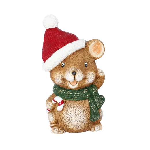 Kerstdecoratief beeldje van een hamster met zuurstok