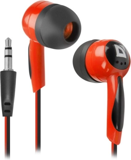 Bedrade in‑ear oordopjes Defender Basic 604 zwart‑rood