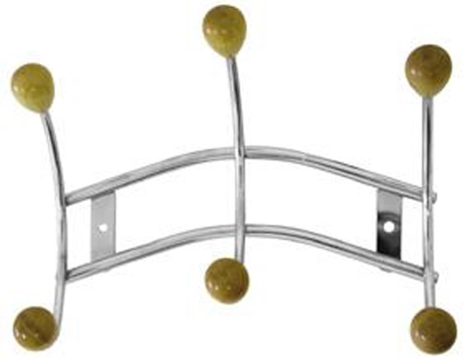 Wandkapstok met 3 haken, chroom met houten uiteinden 16 × 23,5 cm