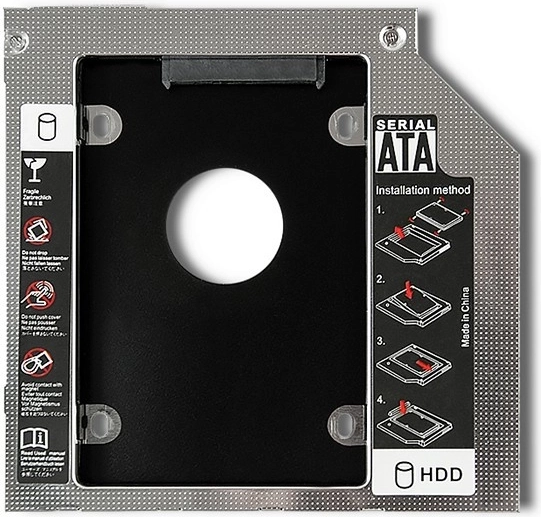 Qoltec frame voor een tweede 2,5" HDD/SSD in een laptop, 9,5 mm