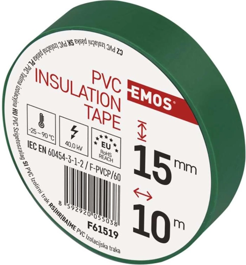 Isolerende PVC-tape 15 × 10 m, groen