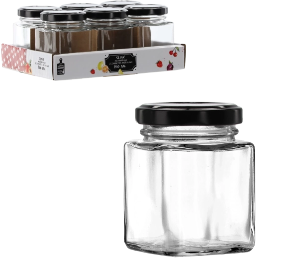 Glas 150 ml vierkant met metalen deksel