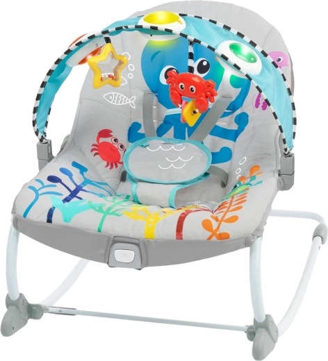 Muzikale vibrerende ligstoel voor baby’s en peuters Baby Einstein Ocean Explorers Kick to It Opus, tot 18 kg
