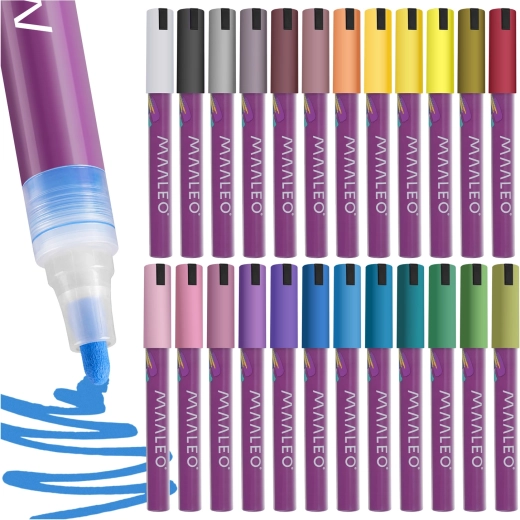 Acrylmarkers Maaleo, set van 24 kleuren