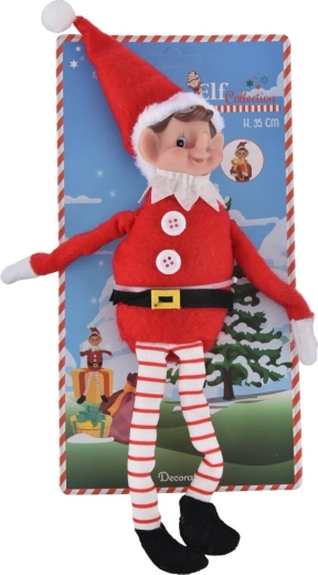 Kerstdecoratie elf – staande textielen figuur 35 cm