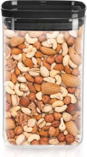 Vierkante voorraadbus voor droge etenswaren met afsluitend deksel 1,4 l