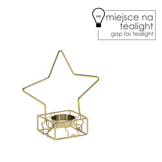 Gouden metalen stervormige kandelaar voor theelichtjes
