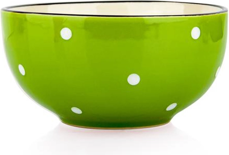 Keramische kom TORO 490 ml groen met stippen