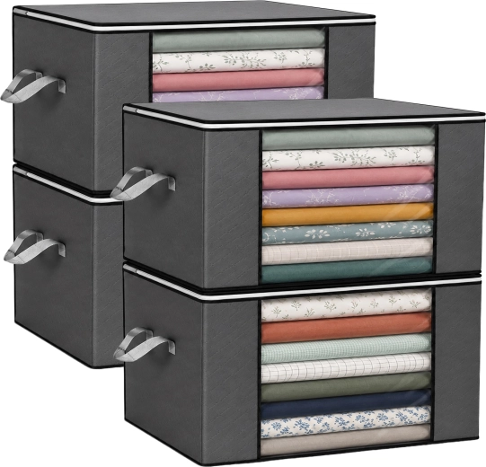 Ruhhy hoezen voor beddengoed en kleding 60 × 40 × 35 cm, set van 4 stuks (84 l)