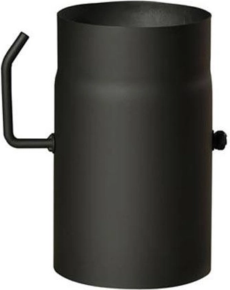 Rookpijp met klep 120 mm, lengte 250 mm, staal 1,5 mm, zwart