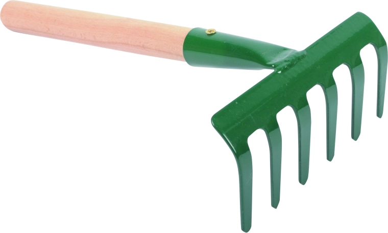 Handhark met 6 tanden en houten handvat 25 cm