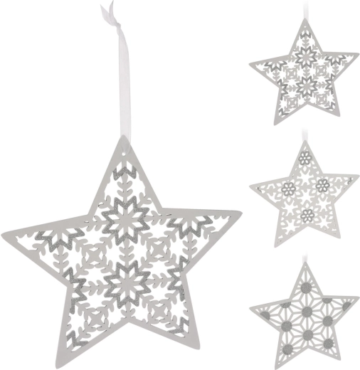 Hangende houten ster 30 cm wit