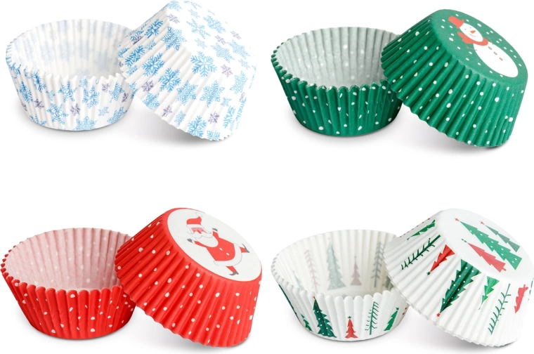 Kerstpapieren muffinvormpjes, 100 stuks