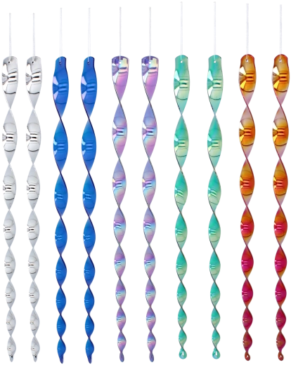 Set van 10 reflecterende vogelwerende spiralen 50 cm – mix van kleuren