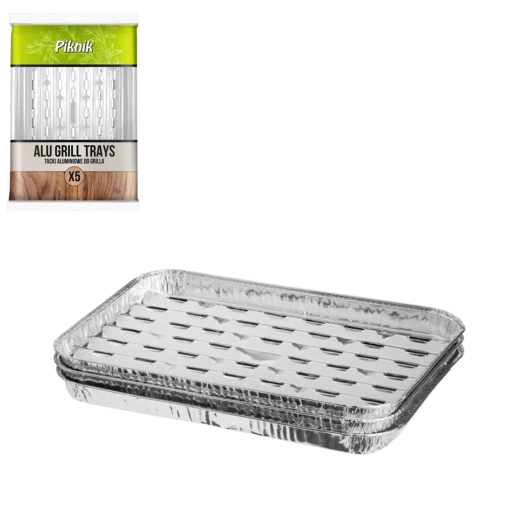 Aluminium grillbakjes 34 × 22 cm, set van 5 stuks