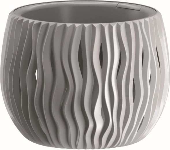Bloempot Sandy Bowl met inzet 18 cm – grijze steen