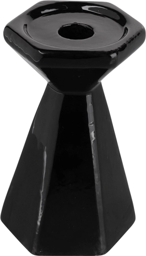 Zwarte kegelvormige kandelaar 13 cm